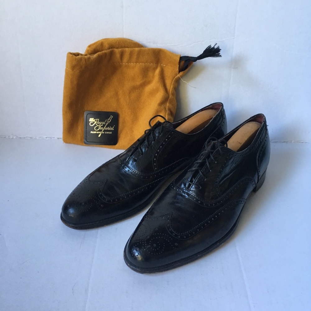 Vintage Black Leather Florsheim Wingtips